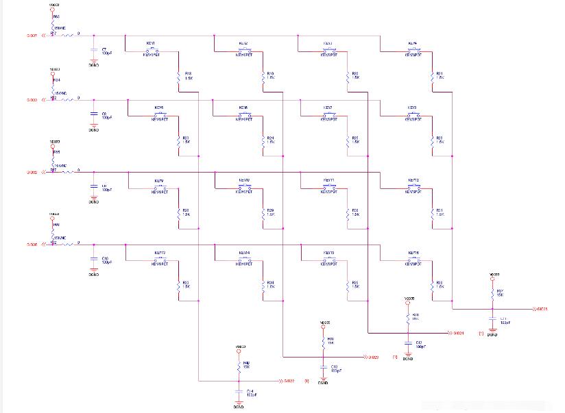 4x4矩阵键盘工作原理及扫描程序