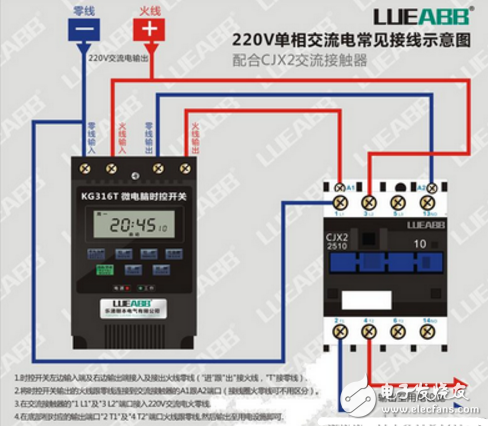 时控开关接接触器图解