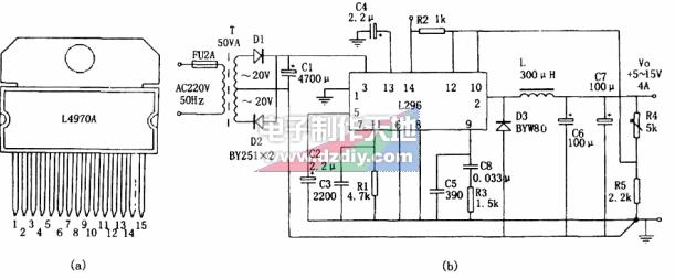由<b class='flag-5'>L4970</b>芯片组成的稳压<b class='flag-5'>电源</b>