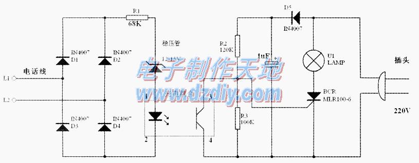 怎样用光耦制作电话照明灯