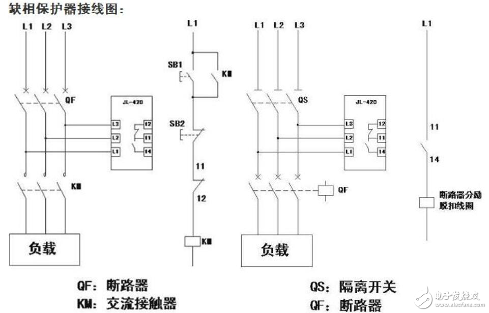 缺相保护器接线实物图