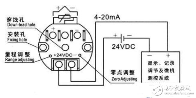 温度变送器pt100接线