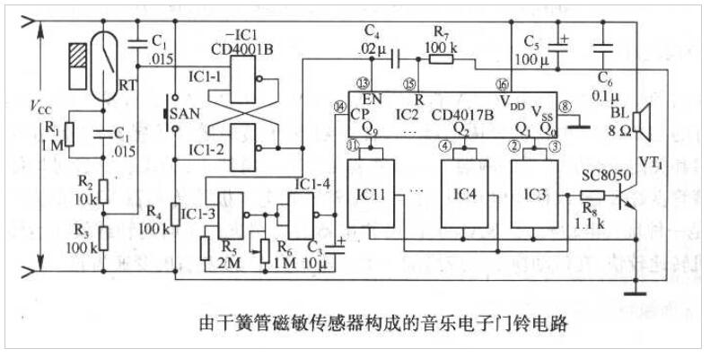 簧管<b class='flag-5'>磁</b><b class='flag-5'>敏</b><b class='flag-5'>传感器</b><b class='flag-5'>构成</b>的音乐电子门铃<b class='flag-5'>威廉希尔官方网站
</b>