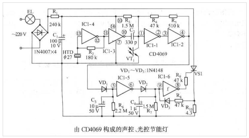 <b class='flag-5'>CD</b>4069<b class='flag-5'>构成</b>的<b class='flag-5'>声控</b>/<b class='flag-5'>光</b>控节能灯<b class='flag-5'>威廉希尔官方网站
</b>