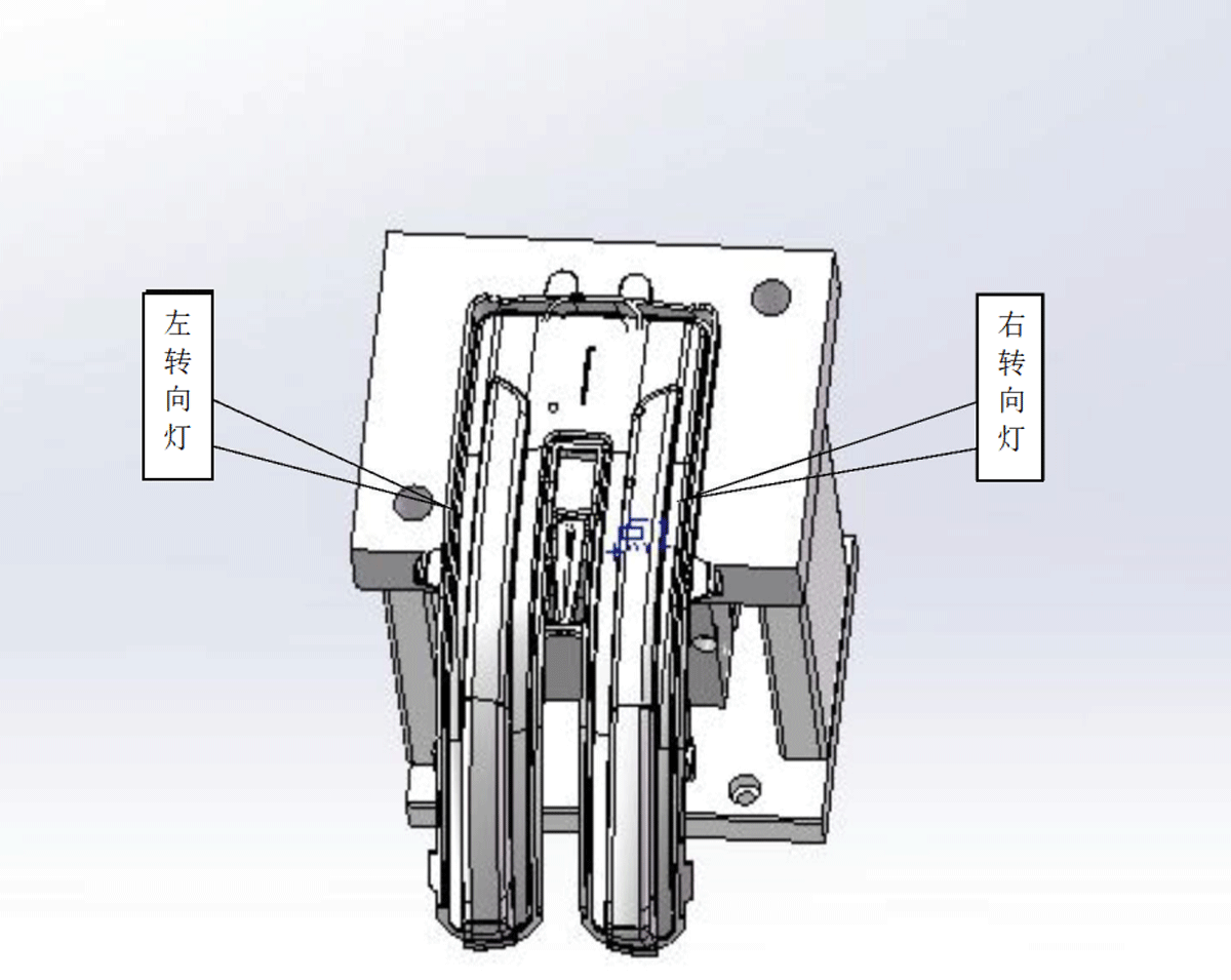 转向灯防水检测仪与模具配合示意图