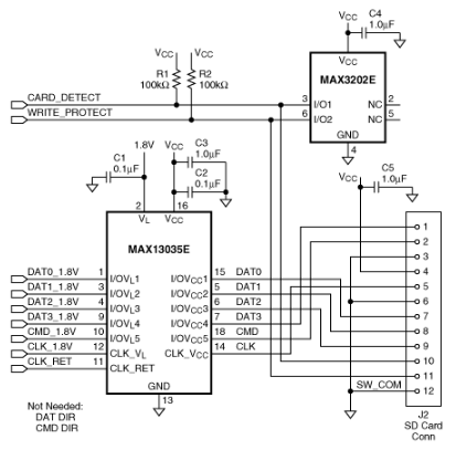 如何将MAX13030E–MAX13035E逻辑<b class='flag-5'>电平</b><b class='flag-5'>转换器</b>用作存储<b class='flag-5'>卡</b><b class='flag-5'>电平</b><b class='flag-5'>转换器</b>