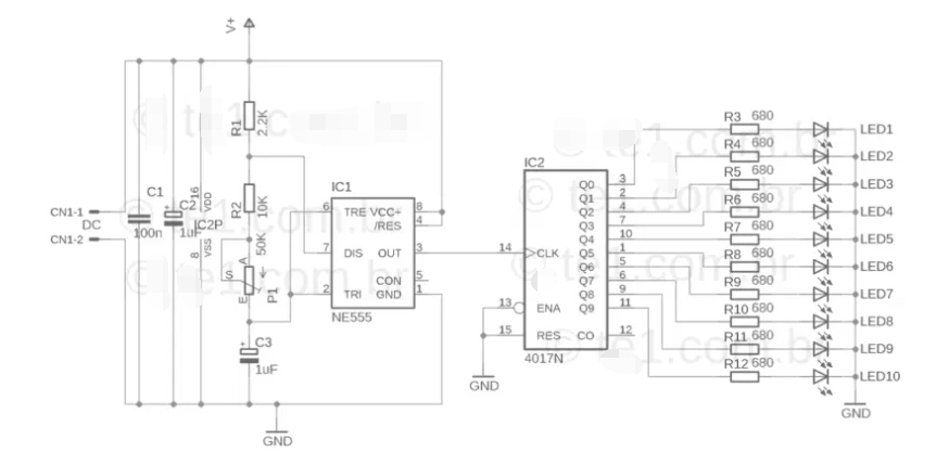 如何使用<b class='flag-5'>IC4017</b>制作一个简单的顺序<b class='flag-5'>LED</b>闪光灯