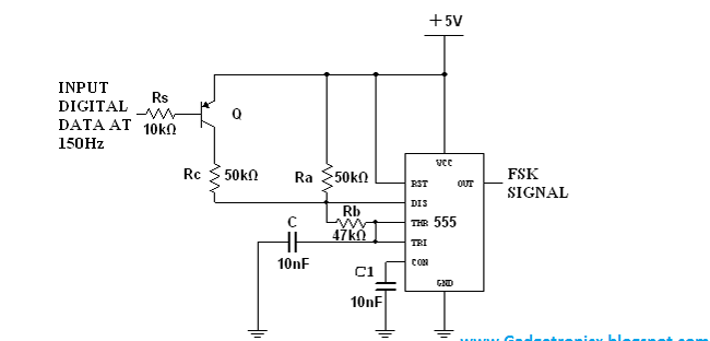 使用<b class='flag-5'>IC555</b>的频移键控FSK<b class='flag-5'>调制器</b>