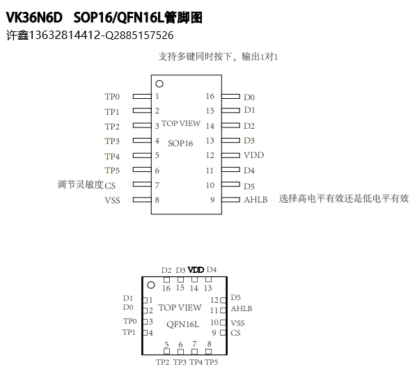 六<b class='flag-5'>键</b><b class='flag-5'>触摸</b>感应<b class='flag-5'>芯片</b><b class='flag-5'>VK36N6</b>D电容式触控IC原厂