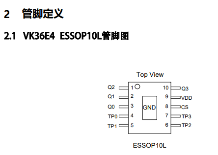 VK36E4 ESS0P10多键<b class='flag-5'>触摸</b>触控<b class='flag-5'>芯片</b>/抗干扰4路直接输出<b class='flag-5'>功能</b>，灵敏度高，性能稳定