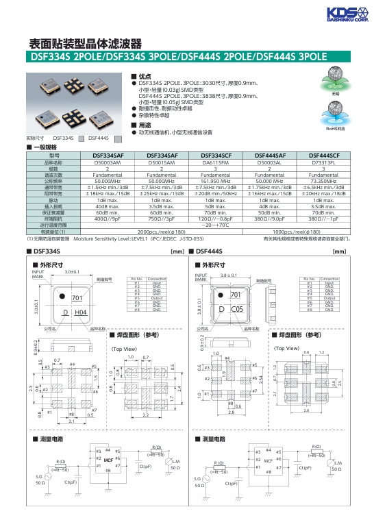 探索<b class='flag-5'>表面</b><b class='flag-5'>贴</b><b class='flag-5'>装</b><b class='flag-5'>型</b><b class='flag-5'>晶体滤波器</b>：<b class='flag-5'>DSF334S</b> <b class='flag-5'>2POLE</b> 与 <b class='flag-5'>DSF334S</b> <b class='flag-5'>3POLE</b>