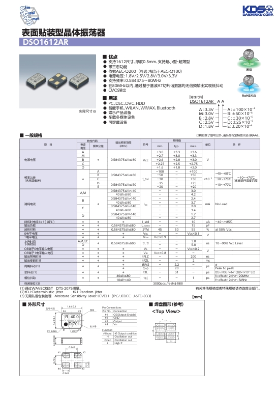 表面贴装型晶体振荡器 <b class='flag-5'>汽车</b><b class='flag-5'>电子</b>用 DSO1612AR：<b class='flag-5'>汽车</b><b class='flag-5'>电子系统</b>的精密时基之源