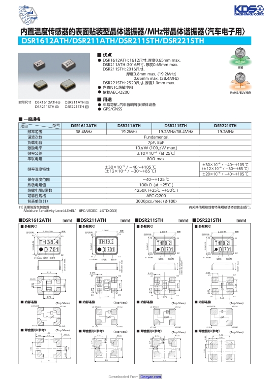 探索<b class='flag-5'>汽车</b>电子用<b class='flag-5'>内置</b>温度<b class='flag-5'>传感器</b>的晶体谐振<b class='flag-5'>器</b>：DSR1612ATH、DSR211STH 与 DSR221STH