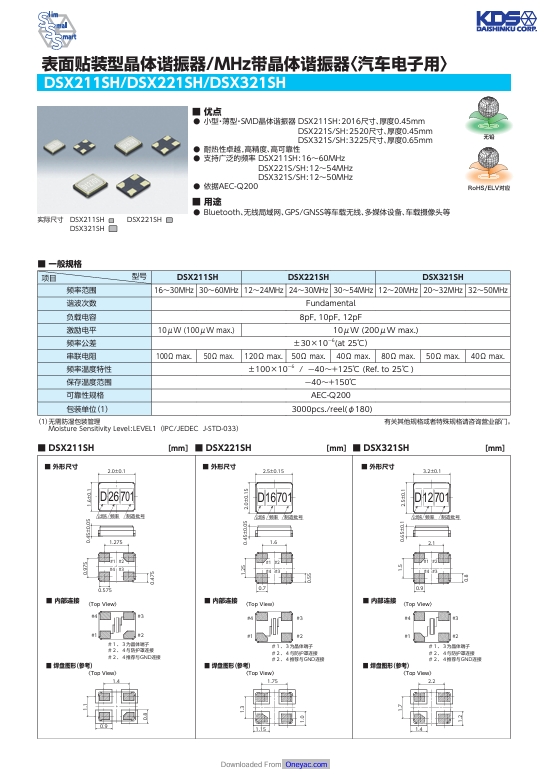 <b class='flag-5'>表面</b><b class='flag-5'>贴</b><b class='flag-5'>装</b><b class='flag-5'>型</b><b class='flag-5'>晶体</b><b class='flag-5'>谐振器</b> 汽车电子用 <b class='flag-5'>DSX211</b>SH/<b class='flag-5'>DSX</b>221SH/<b class='flag-5'>DSX</b>321SH：汽车电子领域的频率基石