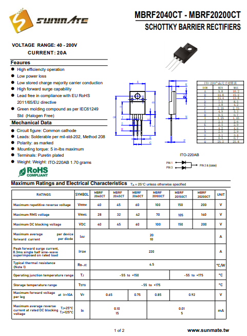 MBRF2060CT简介 <b class='flag-5'>二极管</b><b class='flag-5'>大功率</b>性能卓越电压稳定适高效