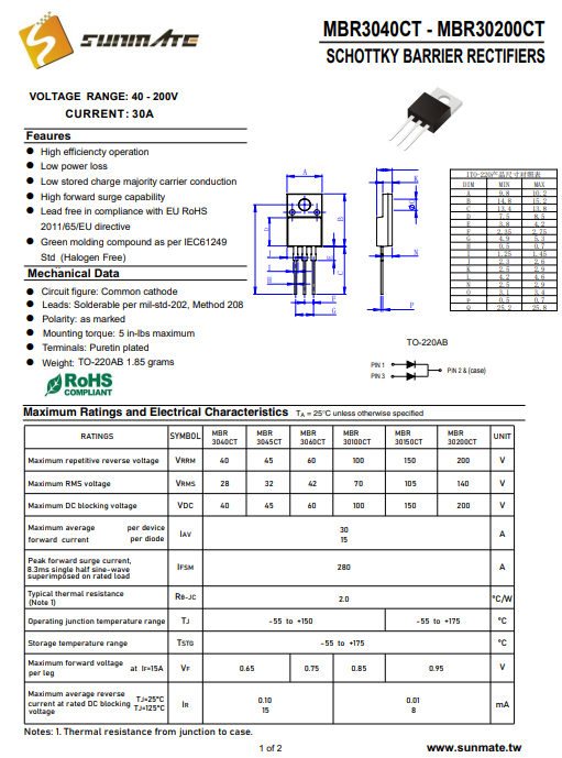 MBR30200CT<b class='flag-5'>二极管</b><b class='flag-5'>大功率</b>性能卓越电压稳定适用于多种威廉希尔官方网站
