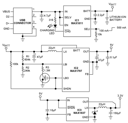 从USB端口为便携式设备提供+<b class='flag-5'>5V</b>和+3.3<b class='flag-5'>V</b>电源