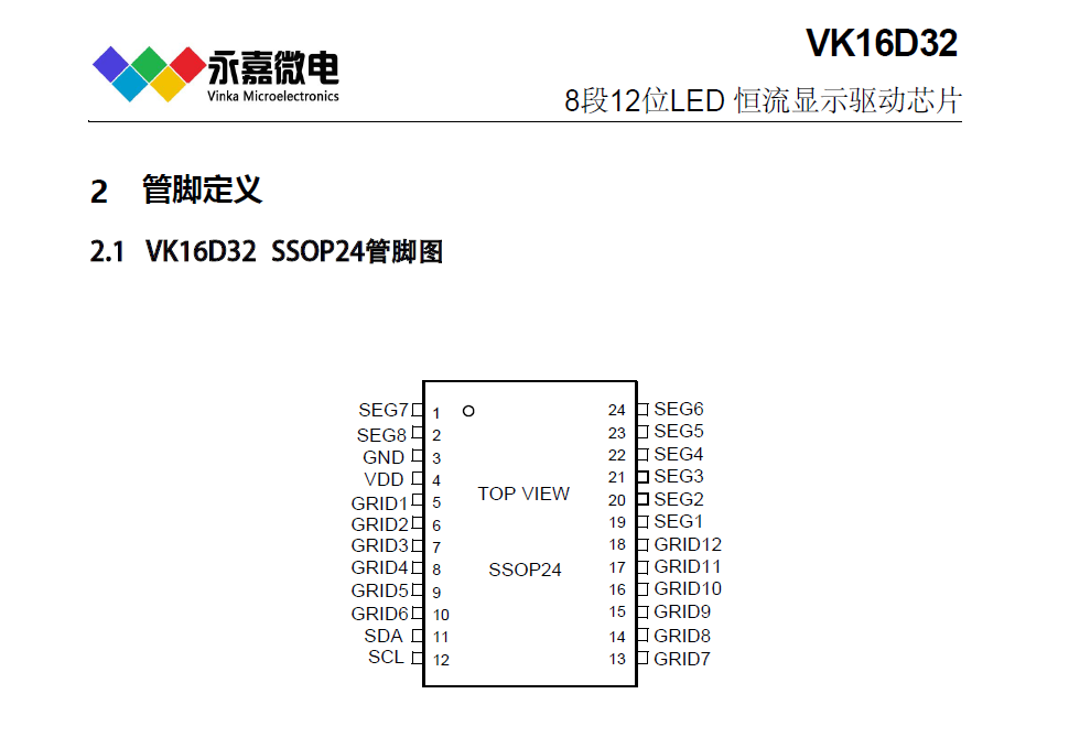 高亮恒流<b class='flag-5'>LED</b>数码管显示<b class='flag-5'>驱动</b><b class='flag-5'>芯片</b><b class='flag-5'>VK</b>16D32/<b class='flag-5'>VK</b>16D33，<b class='flag-5'>驱动</b>电流大，适用于高亮<b class='flag-5'>LED</b><b class='flag-5'>屏</b><b class='flag-5'>驱动</b>