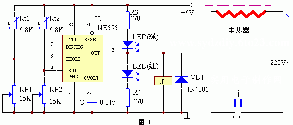 用NE555制作的恒温控制器