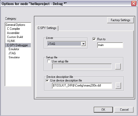 图6. MAXQ2000工作时的调试器选项