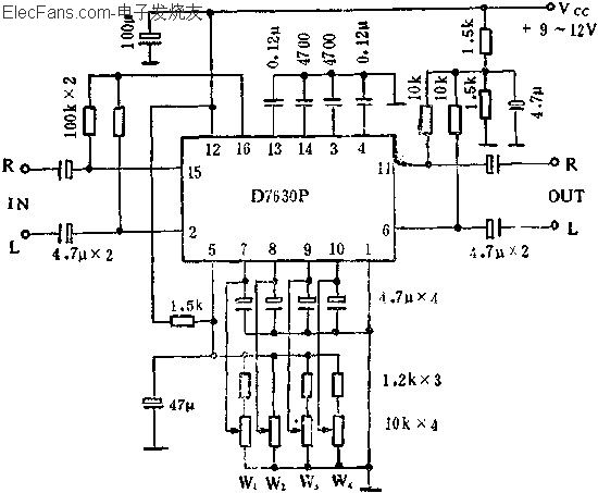 D7630P立体声音调多功能控制威廉希尔官方网站
的应用  www.elecfans.com