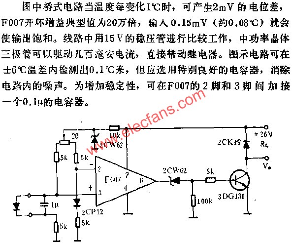 F007运放组成的温度检测器威廉希尔官方网站
图  www.elecfans.com