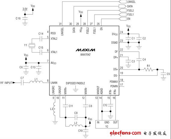 MAX7042低功耗、FSK超外差接收器