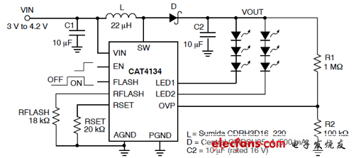 CAT4134专用LED驱动器典型威廉希尔官方网站
