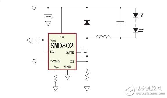 SMD802高效PWM线性恒流调光非隔离LED恒流驱动应用设计使用IC