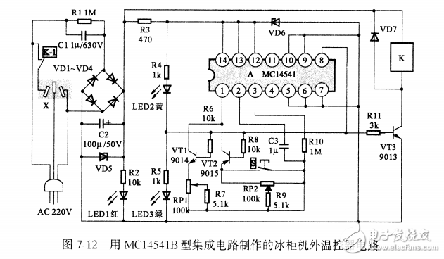 基于MC14541组装冰柜机外温控制器威廉希尔官方网站
设计