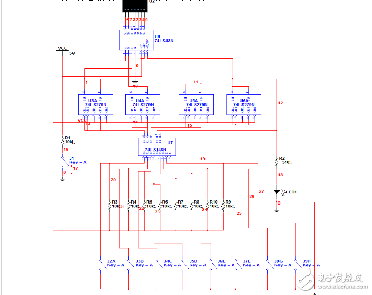 74ls148做八路抢答器