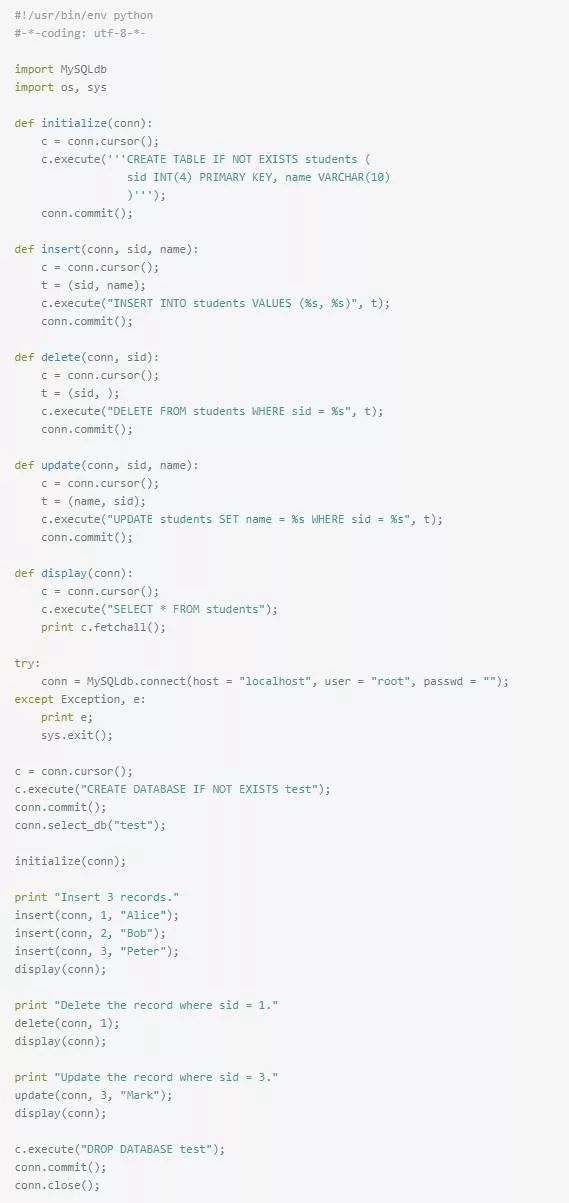 用Python操作数据库的最详细示例